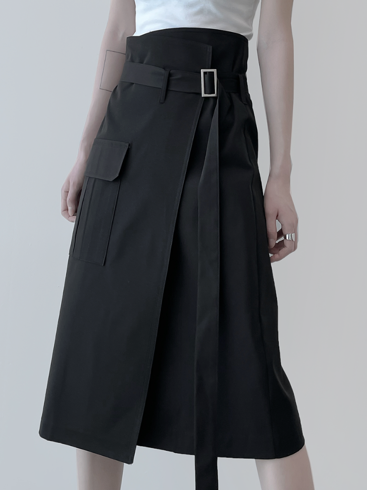 [mnem] belt wrap skirt (2color)