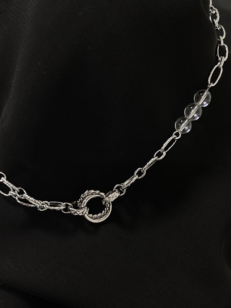 [SEOHWA] 3POINT CRYSTAL SURGICAL STEEL CHAIN NECKLACE