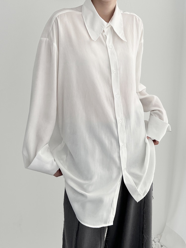 샤틴 와이드 카라 셔츠 (2color)