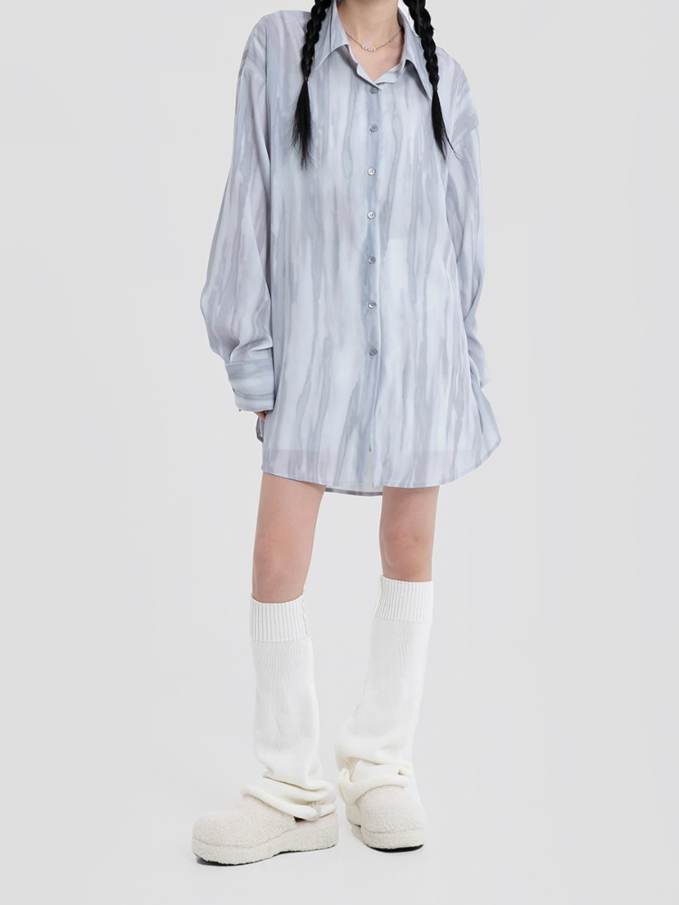 2차리오더) [mnem] watercolor shirt blouse (gray)
