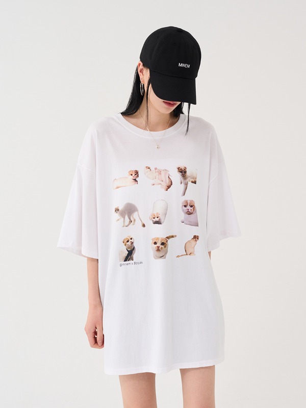 [mnem] cat overfit T-shirt