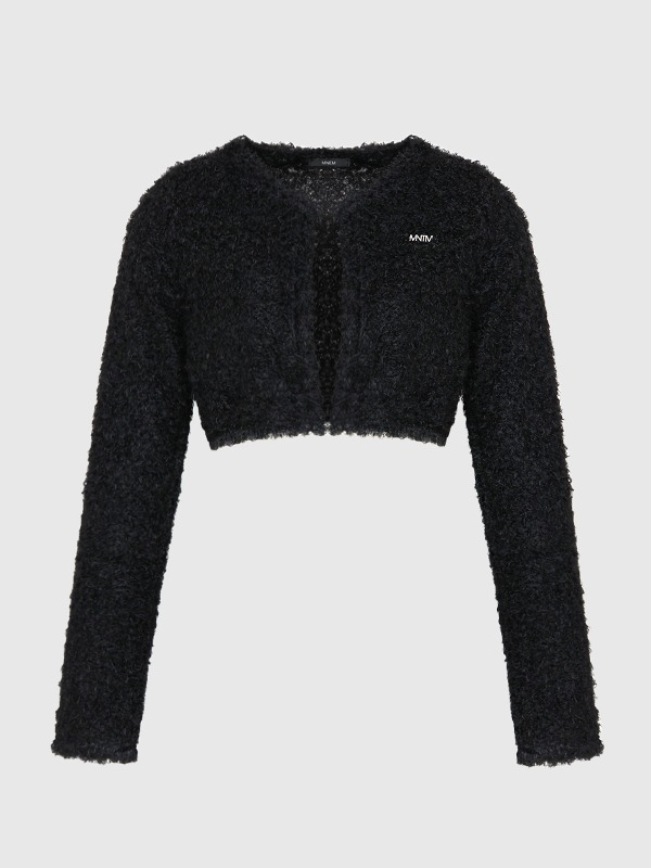 6th reorder) [mnem] fur crop cardigan (black)