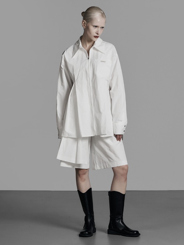 2nd) [mnem] nylon set-up half pants (white)