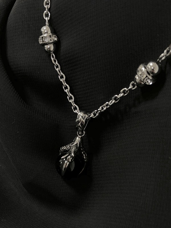 [SEOHWA] ONYX SURGICAL STEEL CHAIN NECKLACE