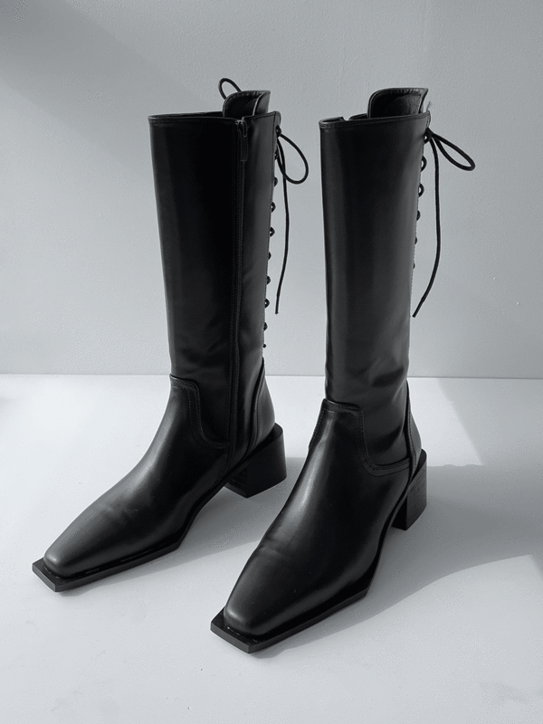 [mnem] back lace-up boots (5cm)